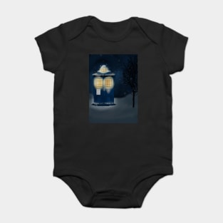 Tardis in the snow Baby Bodysuit